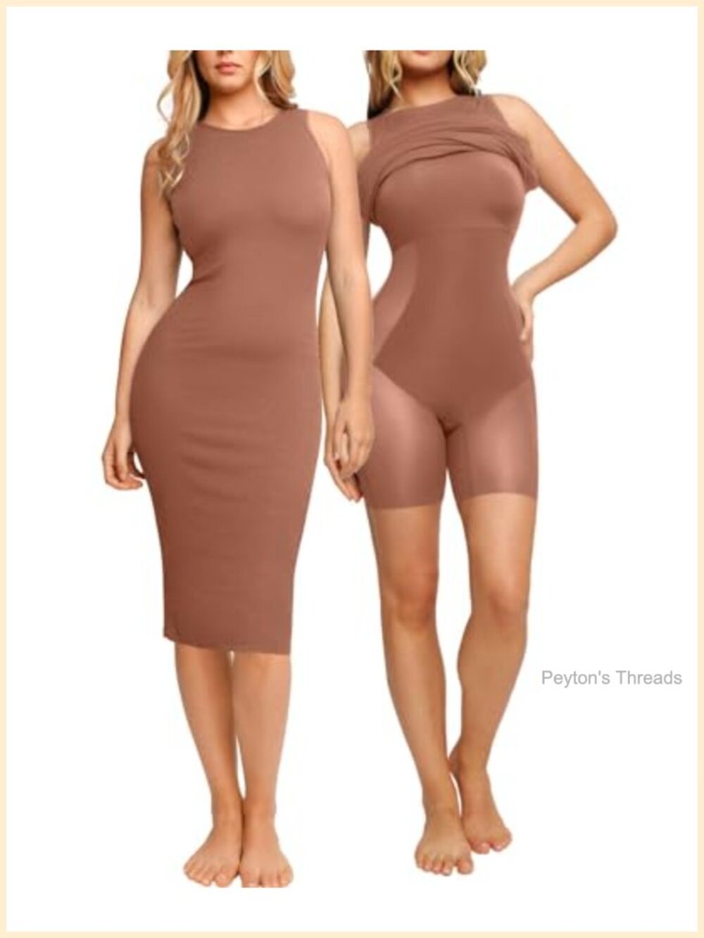 Women's Shapewear Bodycon Midi Dress with Built-in Bra, Sleeveless Ruched